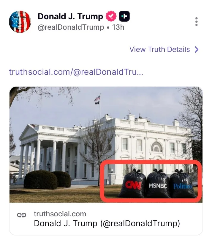 Обложка источника: Конфликт Белого дома с CNN, MSNBC и Politico