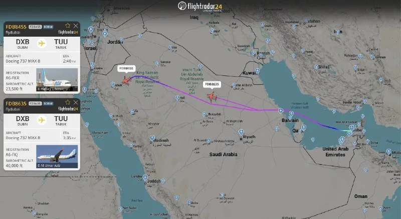 Обложка источника: Рейс Fly Dubai приземлился в Саудовской Аравии