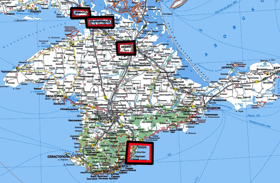 Карта крыма подробная с городами и поселками на русском языке 2022